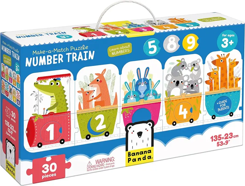Puzzle El Tren de los Números - Asociación Cantidad con Números Banana Panda