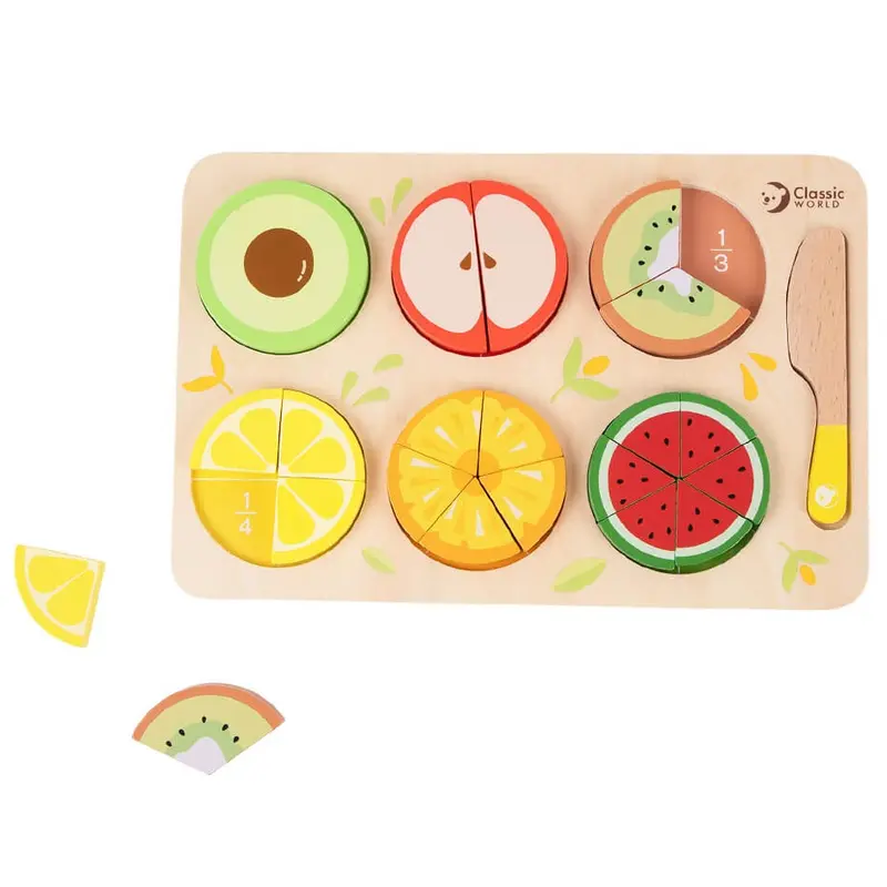 Puzzle encajable de Frutas con fracciones