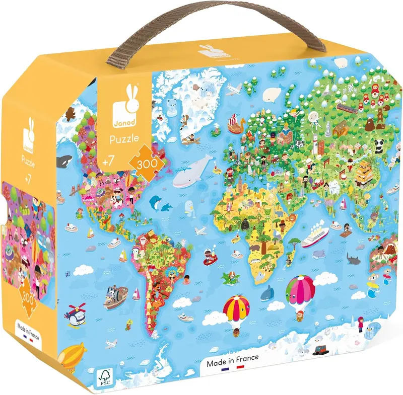 Puzzle gigante del mundo 300 piezas - janod j02549