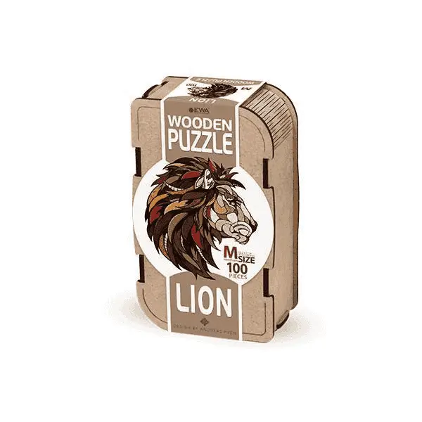 Puzzle Leon (M) 100 Piezas Caja de Mader