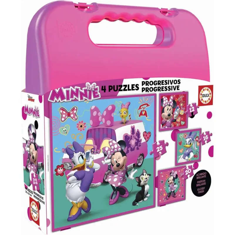 Puzzle Minnie maleta 4 progresivos Educa