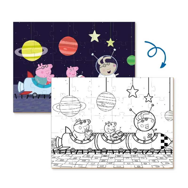 Puzzle para colorear Peppa Pig - Nave espacial
