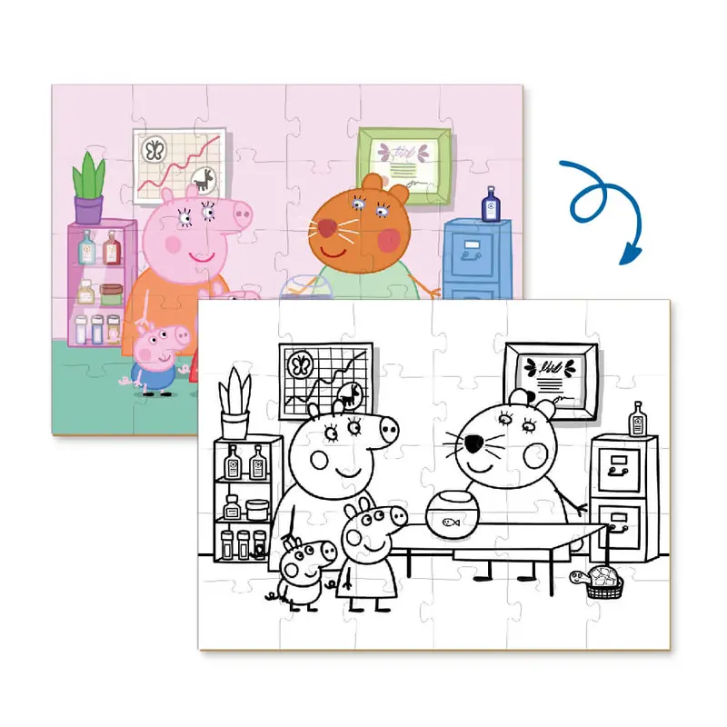 Puzzle para colorear Peppa Pig - Veterinario