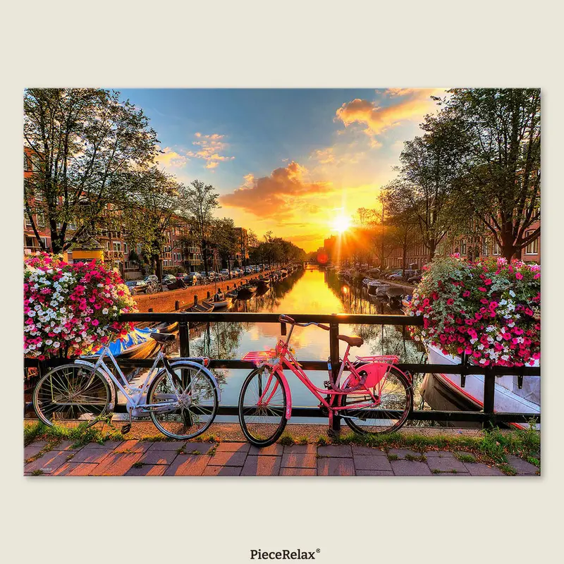 Puzzle PieceRelax - Beautiful Sunrise over Amsterdam. 1008 piezas
