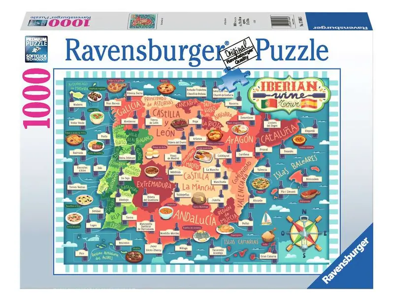 Puzzle Ravensburger - Mapa de Vinos Ibéricos. 1000 piezas