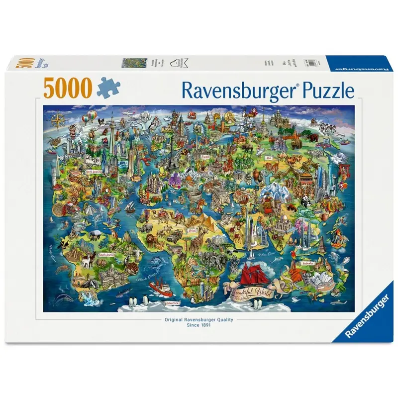 Puzzle Ravensburger - Mapa del mundo ilustrado. 5000 piezas