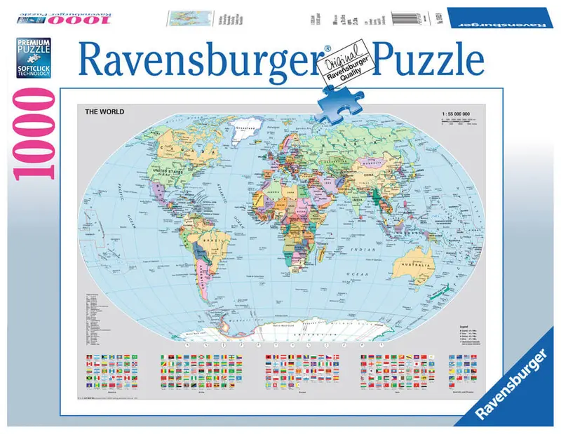 Puzzle Ravensburger - Mapamundi Político. 1000 Piezas