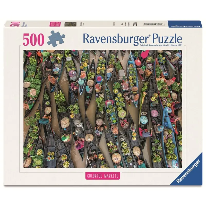 Puzzle Ravensburger - Mercado Flotante, Indonesia. 500 piezas
