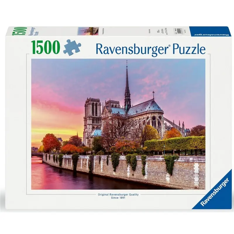 Puzzle Ravensburger - Notre Dame al atardecer. 1500 piezas