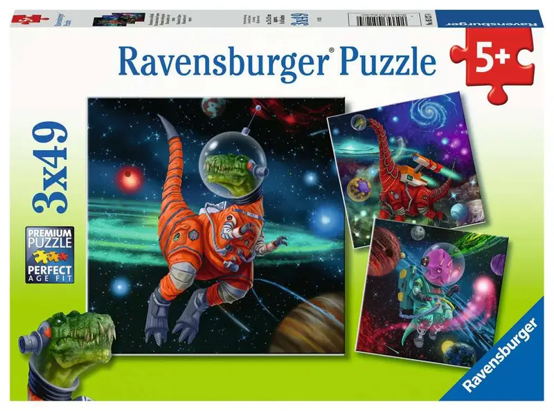 Puzzles Ravensburger - Dinosaurios en el Espacio. 3x49 piezas