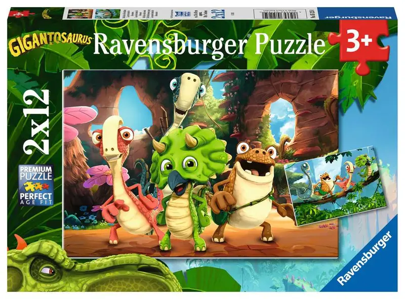 Puzzles Ravensburger - Gigantosaurus. 2x12 piezas
