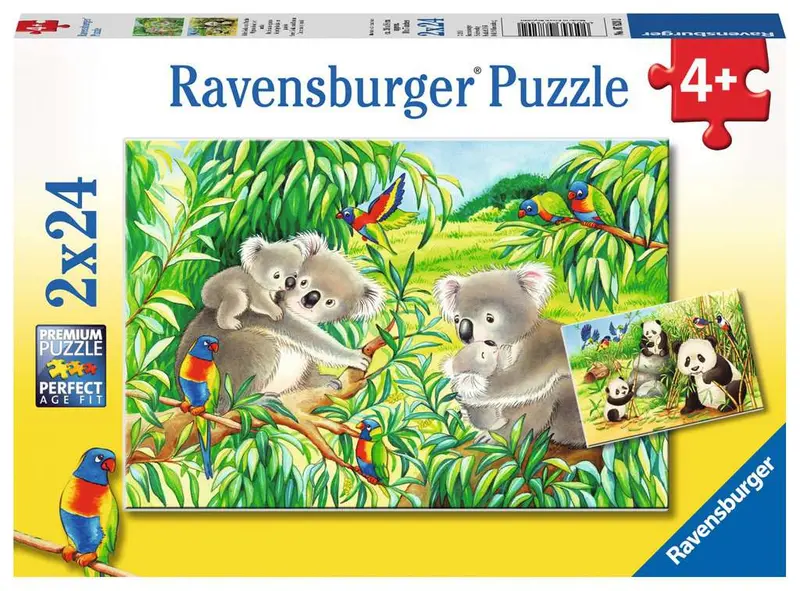 Puzzles Ravensburger - Koalas y Pandas. 2x24 piezas