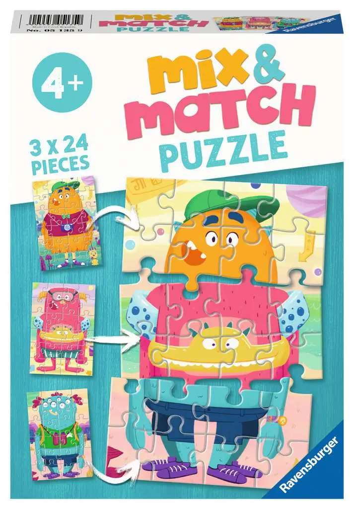 Puzzles Ravensburger Mix & Match. Monstruos Divertidos. 3x24 piezas