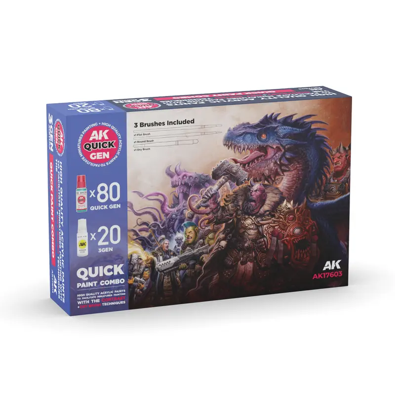 Quick Paint Combo Set 100 Colors (80 Quick Gen+20 Acrylic 3Gen+3 Brushes)