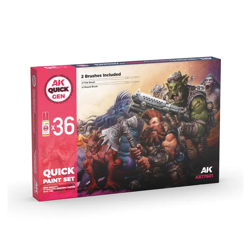 Quick Paint Set 36 Quick Gen Colors (2 Brushes)