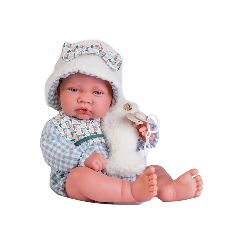 Recién Nacido con Pez de Borreguillo – Muñeca 42cm Cuerpo Blandito Tacto Especial (50399)