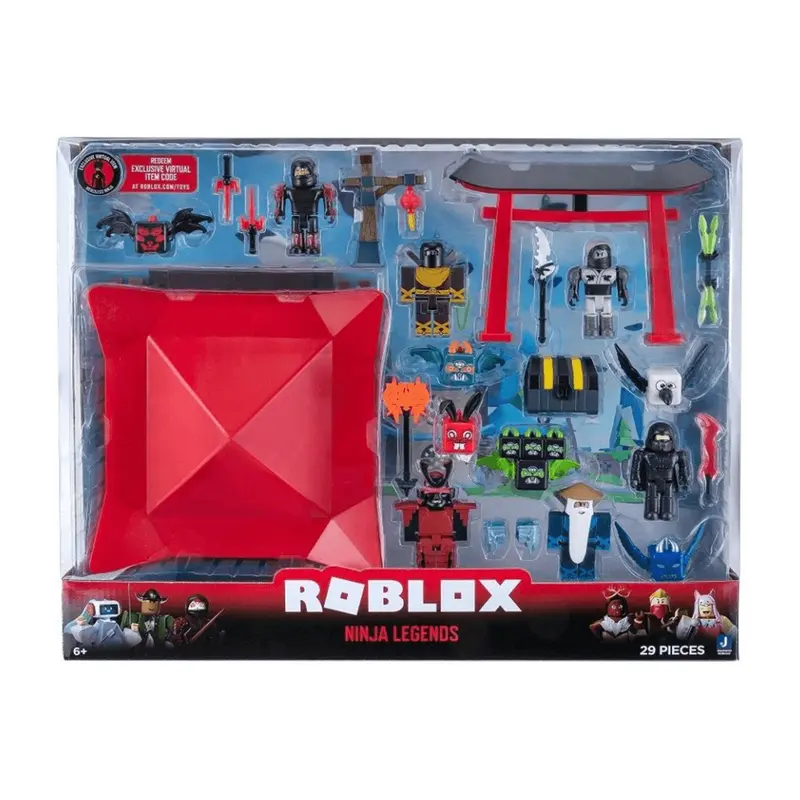 Roblox Ninja Legends Playset Deluxe | Set de Juego con 6 Figuras, Accesorios y Código Virtual Exclusivo – Edición exclusiva - Caja algo dañada