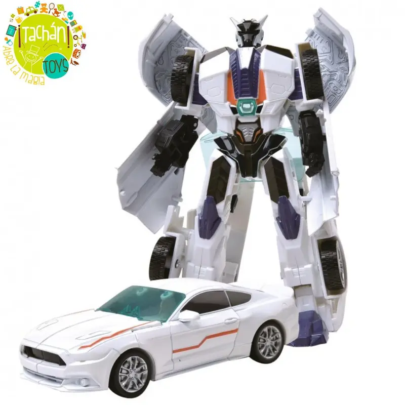 Robot transformable en coche deportivo blanco diecast Tachan
