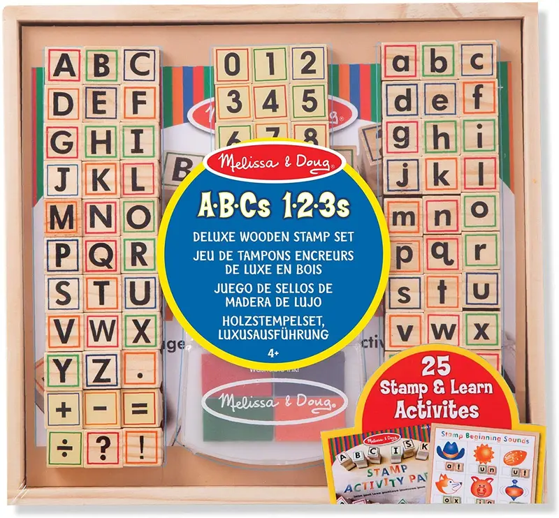 Sellos de madera para estampar abecedario abc - melissa & doug