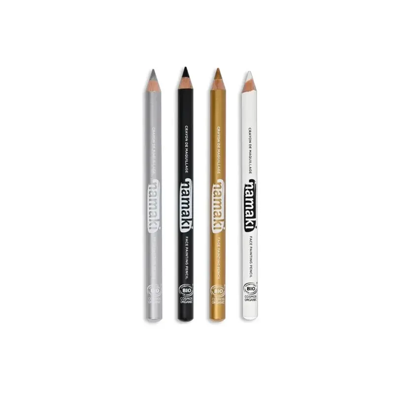 Set 4 Lápices Finos Maquillaje Namaki Oro-Plata-Negro-Blanco