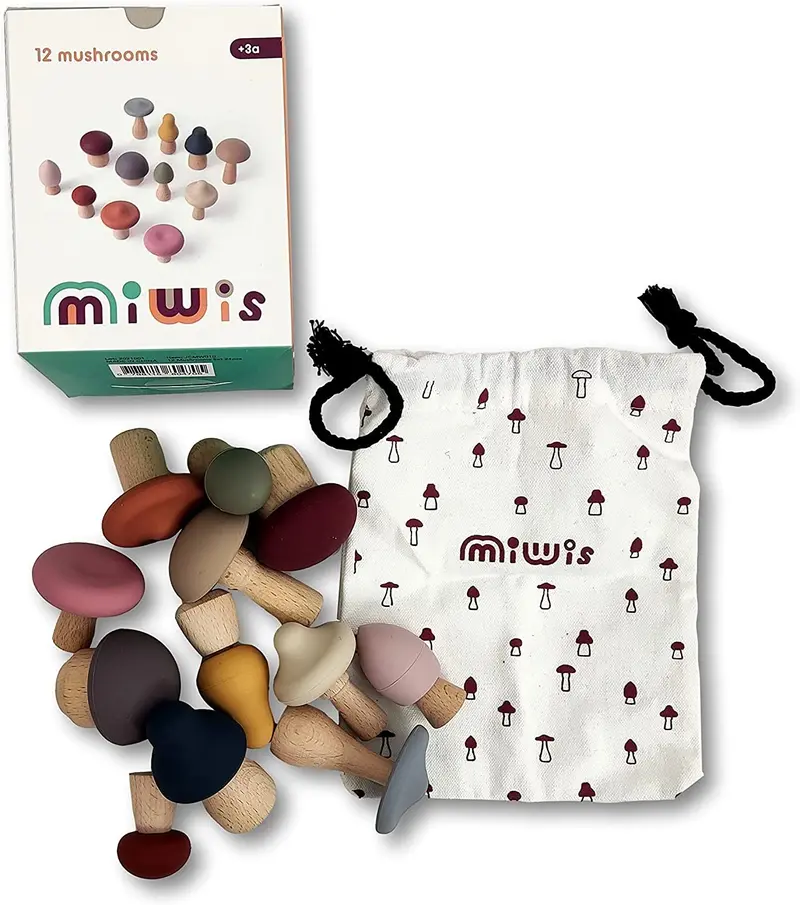 Set Apilable Setas de Silicona Miwis 010 | Juguete Sensorial Bebé Montessori