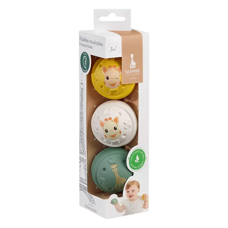 Set de 3 Bolas Musicales Sophie la Girafa - Estimulación Sensorial Bebé 010504