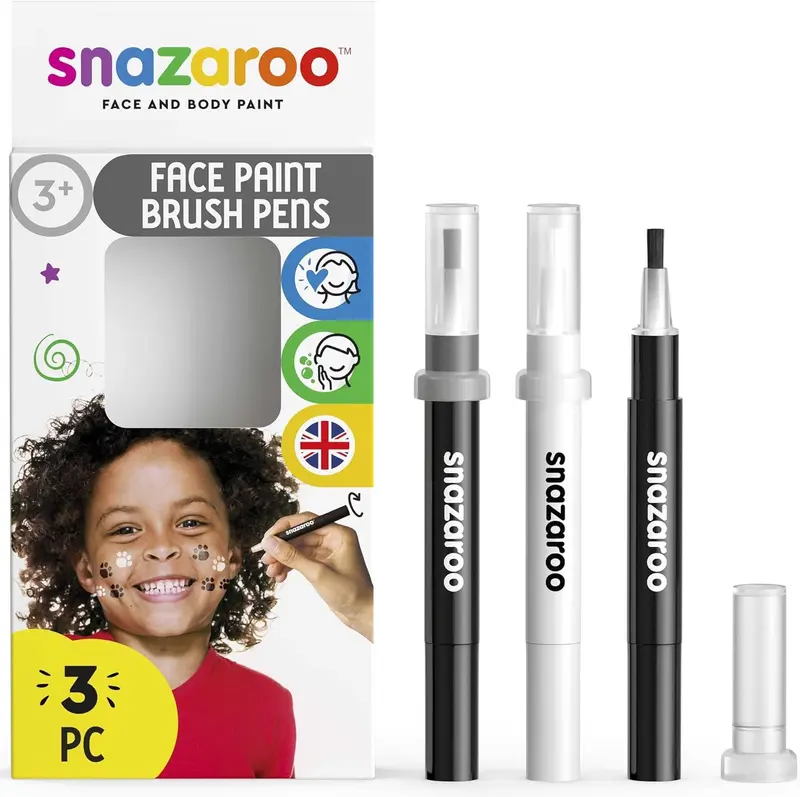 Set de 3 rotuladores de maquillaje de fantasía corporal - blanco y negro - snazaroo