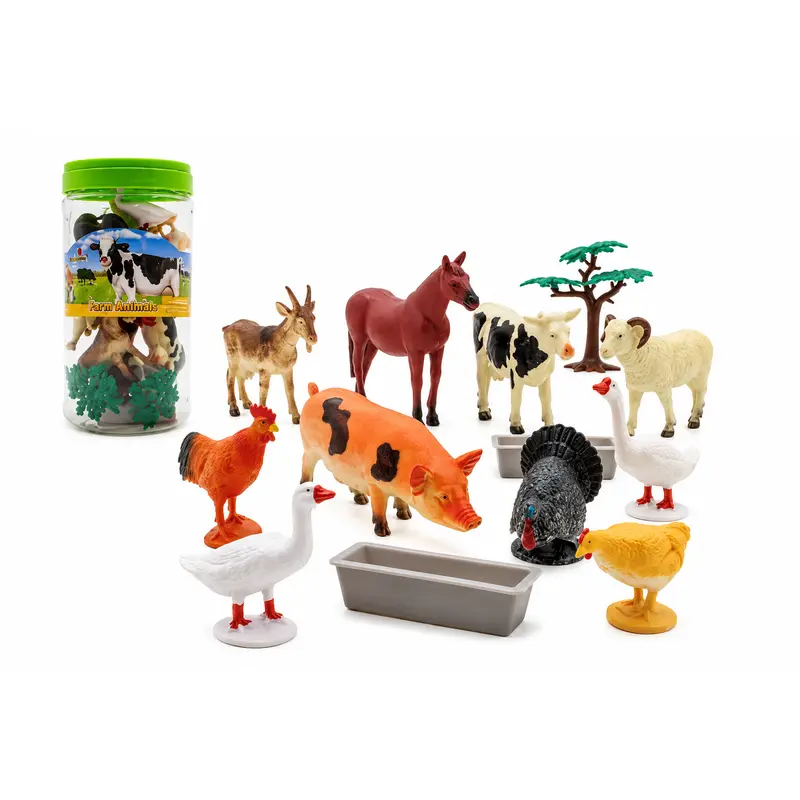 Set de Animales de Granja en Cubo – 13 Piezas con Accesorios