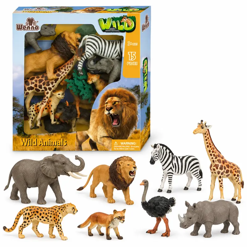 Set de Animales Salvajes 15 Piezas | Figuras Safari para Niños