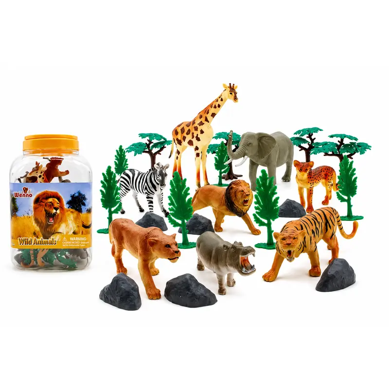 Set de Animales Salvajes en Bote | Figuras Safari con Accesorios