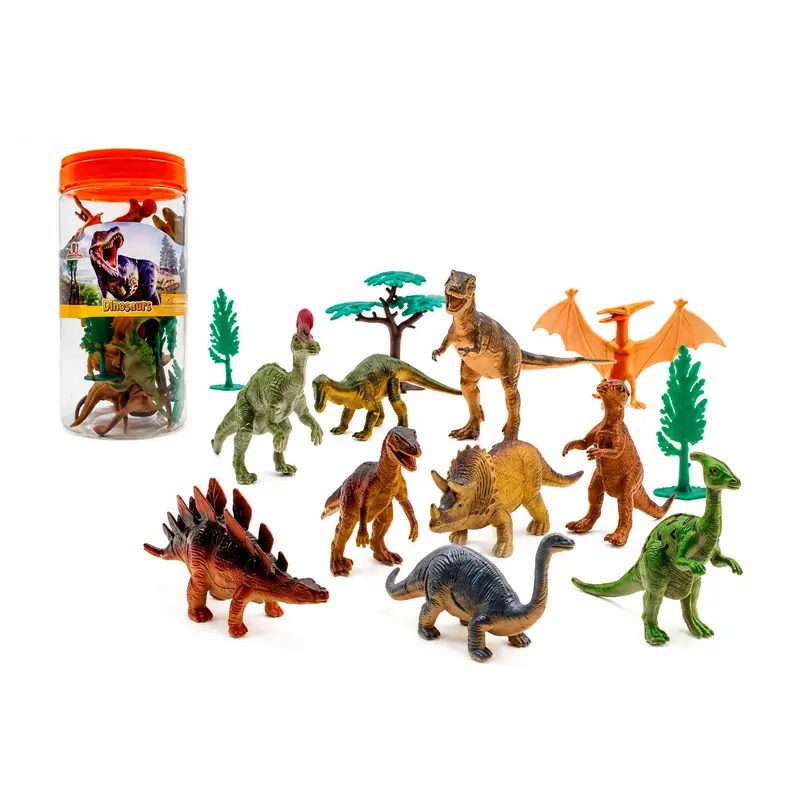 Set de Dinosaurios en Cubo – 13 Piezas con Accesorios Prehistóricos