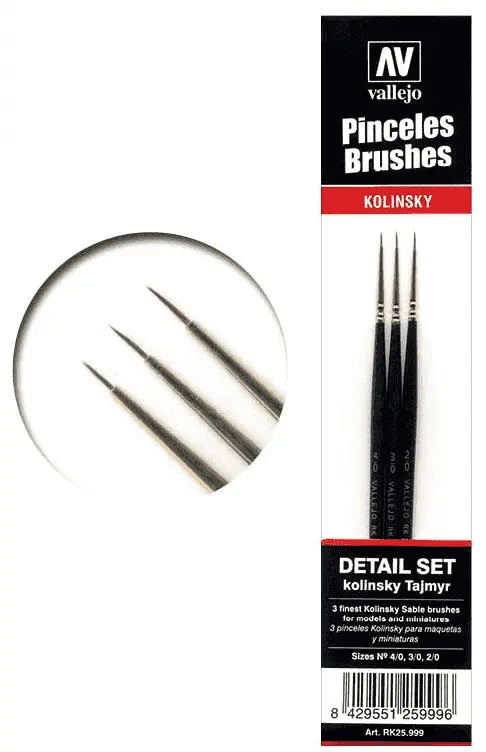 Set de Pinceles Kolinsky Nº4/0,3/0 y 2/0