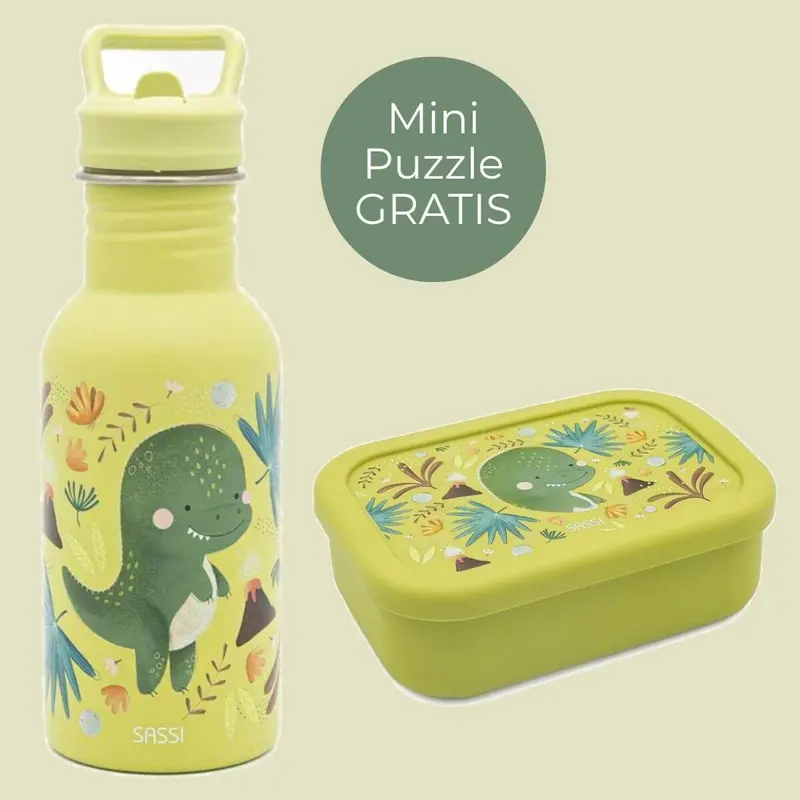 Set Dinosaurio - Botella + Fiambrera infantil