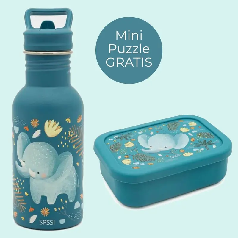Set Elefante - Botella + Fiambrera infantil