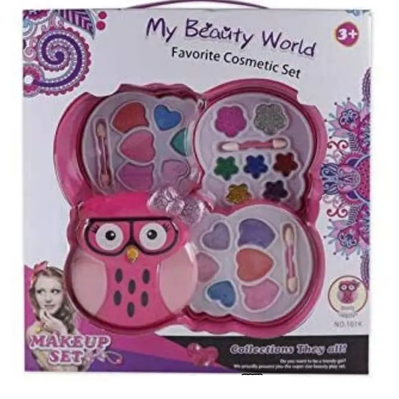 SET MAQUILLAJE INFANTIL BUHO 3 PISOS COMPARTIMENTOS