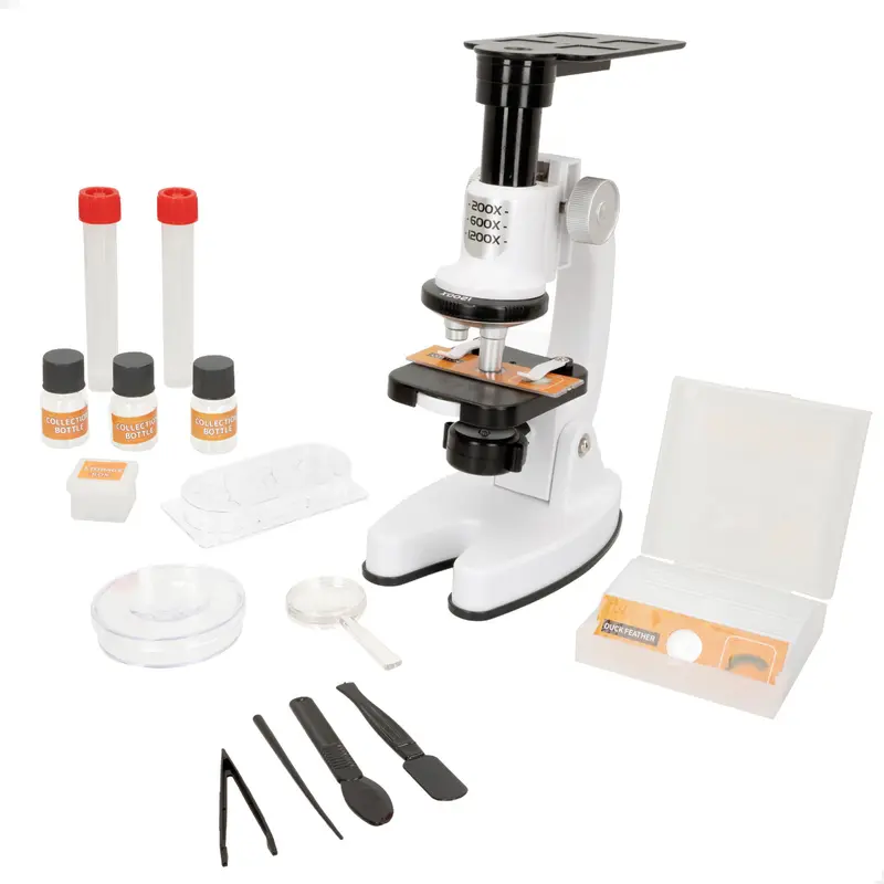 Set microscopio de juguete con luz LED y soporte para móvil Smart Theory