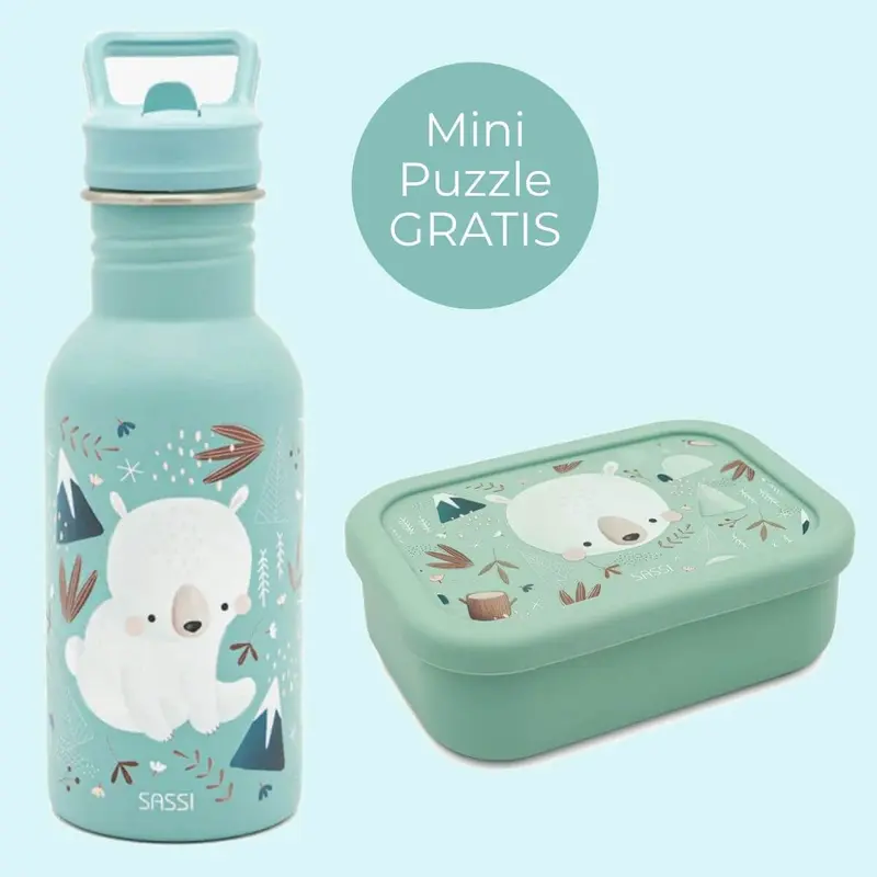 Set Oso Polar - Botella + Fiambrera infantil