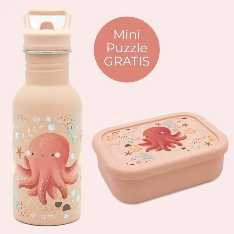 Set Pulpo - Botella + Fiambrera infantil