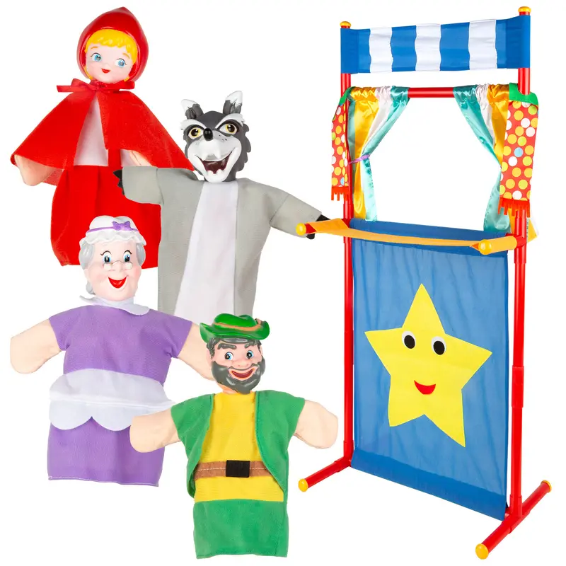 Set Teatro de marionetas Caperucita Roja 25 cm Cucu Show