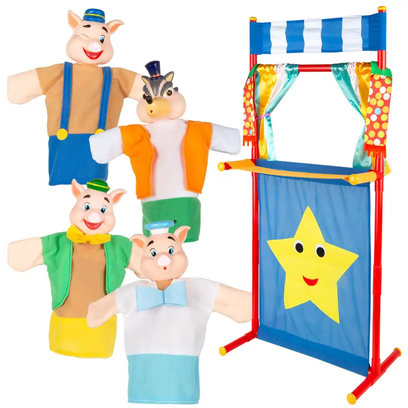 Set Teatro de marionetas Los tres cerditos 25 cm Cucu Show