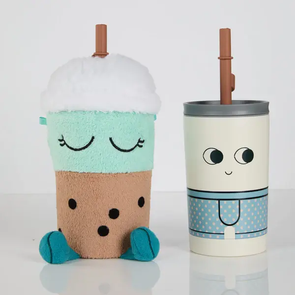 Set Vaso Térmico con Exterior de Peluche Fuzzie (Varios modelos) - Asobu