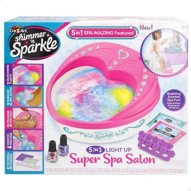 Shimmer 'n Sparkle Spa uñas y pies 5 en 1 con luz y burbujas