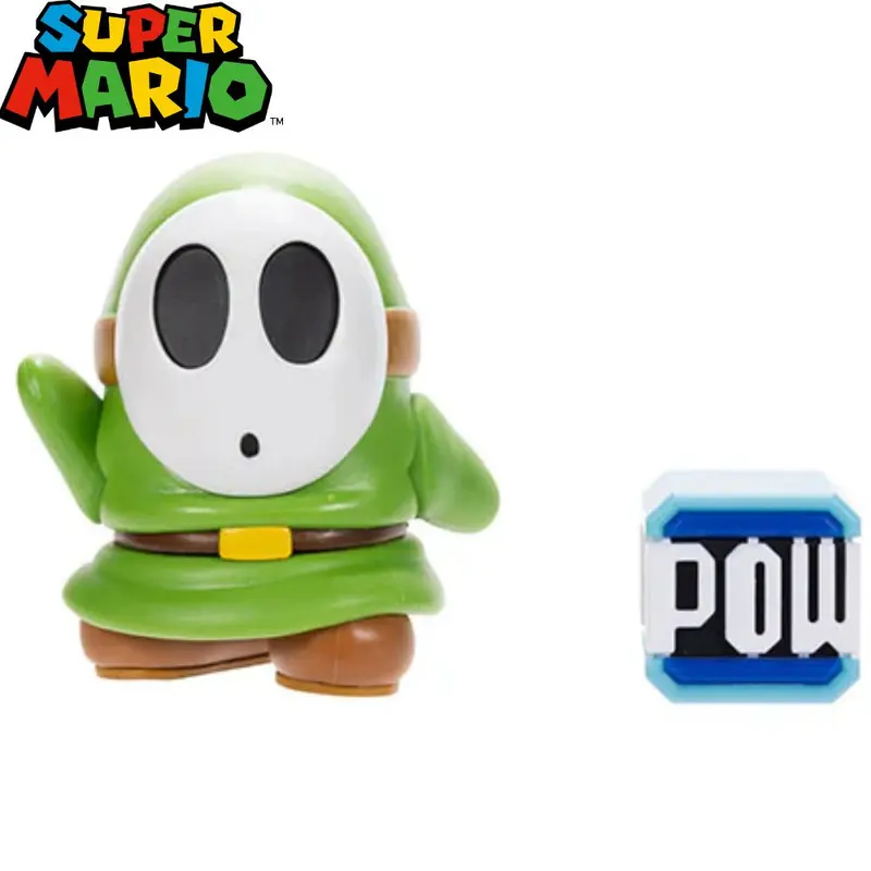 Shy Guy verde con bloque pow Super Mario figura Wave 40