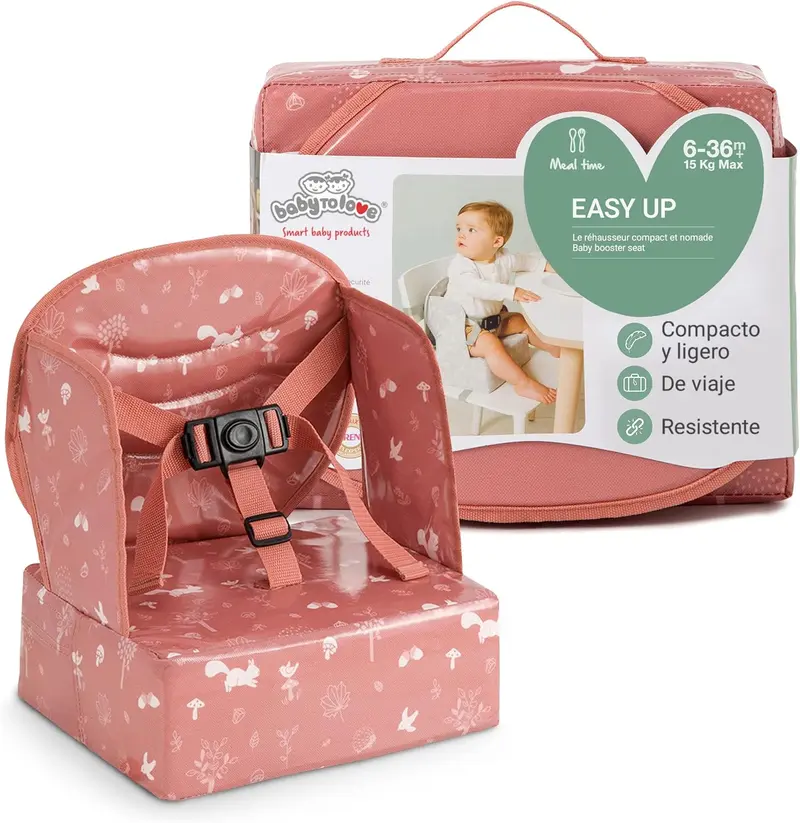 Silla elevadora para bebe easy up bosque rosa - babytolove 304102