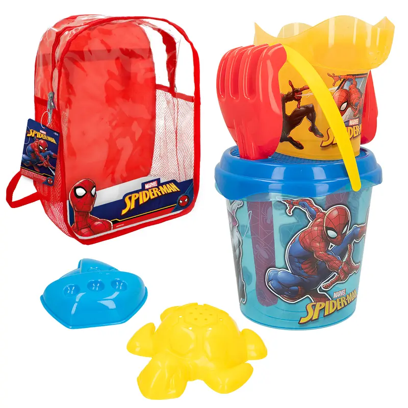 Spiderman Set cubo playa Ø18 cm con accesorios y mochila transporte