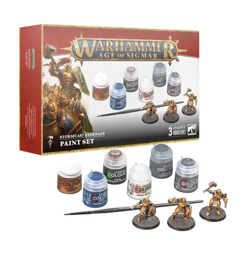 Stormcast Eternals Paint Set Warhammer Age of Sigmar | 3 Miniaturas + 6 Pinturas