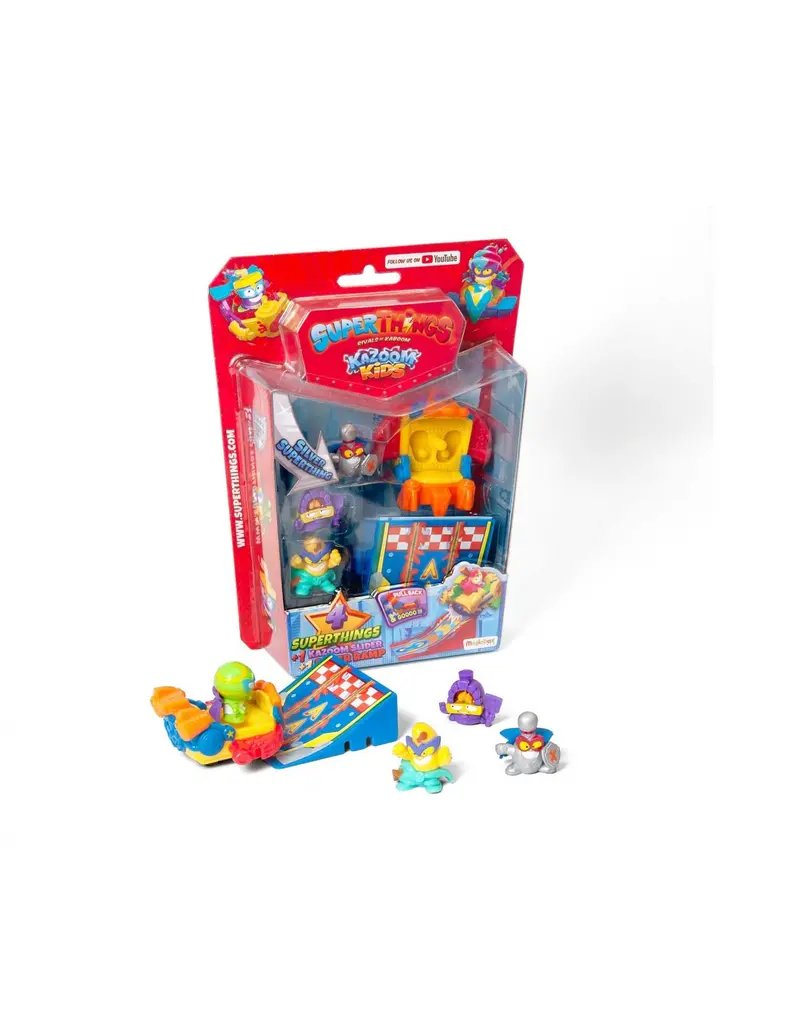 SuperThings Kazoom Kids Serie 8 Blister 4 Figuras + Kazoom Slider + Super Ramp - Magicbox PST8B416IN00