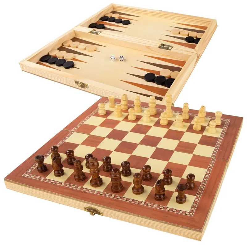 Tablero ajedrez 3 en 1 de madera CB Games