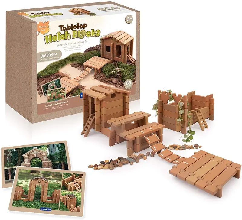 Tabletop Notch Blocks Western Guidecraft – Juego de Construcción 85 Piezas +3 años