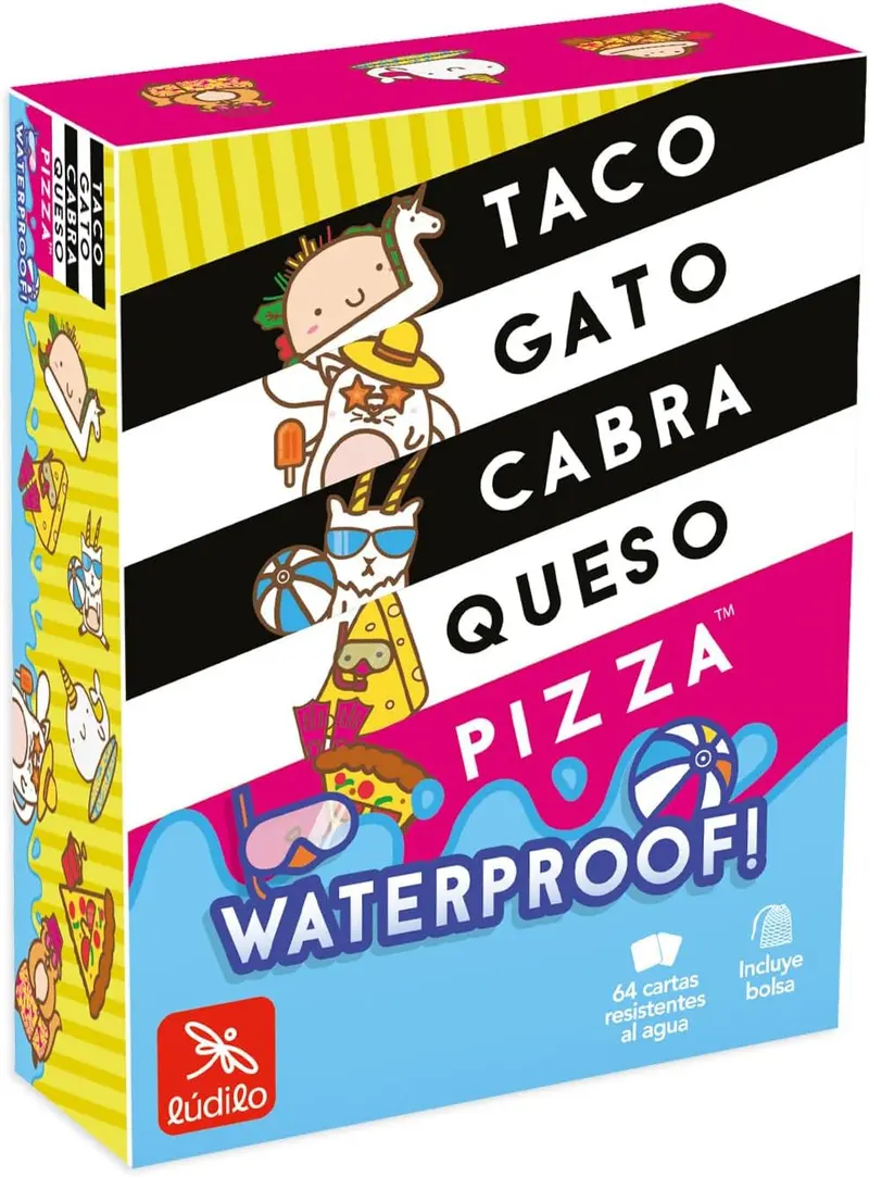 Taco Gato Cabra Queso Pizza Waterproof - Juego de Cartas Resistente al Agua - Ludilo